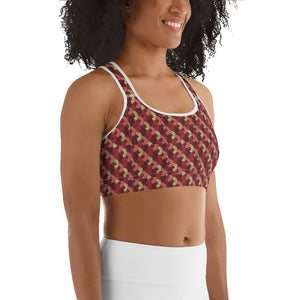 Red Mustard Scalloped African Print Sports bra YaYa+Rule