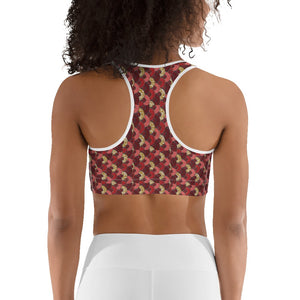 Red Mustard Scalloped African Print Sports bra YaYa+Rule