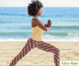 Red Mustard Scalloped African Print Yoga Leggings YaYa+Rule