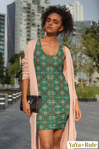 Teal African Print Dress YaYa+Rule