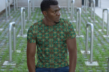 Load image into Gallery viewer, Teal Black African Print Men&#39;s Tee YaYa+Rule