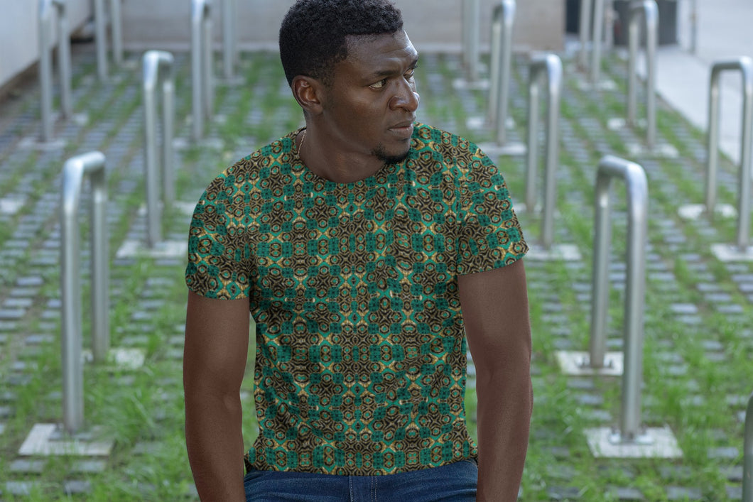 Teal Black African Print Men's Tee YaYa+Rule