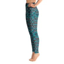 Load image into Gallery viewer, Teal Black Feather African Print Yoga Leggings YaYa+Rule