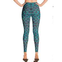 Load image into Gallery viewer, Teal Black Feather African Print Yoga Leggings YaYa+Rule
