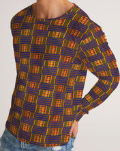 Load image into Gallery viewer, Yellow Blue Kente African Print Men&#39;s Long Sleeve Tee YaYa+Rule