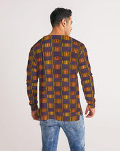 Load image into Gallery viewer, Yellow Blue Kente African Print Men&#39;s Long Sleeve Tee YaYa+Rule