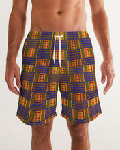 Load image into Gallery viewer, Yellow Blue Kente African Print Men&#39;s Swim Trunk YaYa+Rule