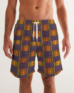 Yellow Blue Kente African Print Men's Swim Trunk YaYa+Rule