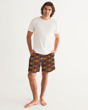 Load image into Gallery viewer, Yellow Blue Kente African Print Men&#39;s Swim Trunk YaYa+Rule