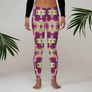 Yellow Fuschia African Print Leggings YaYa+Rule