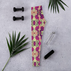 Yellow Fuschia African Print Leggings YaYa+Rule