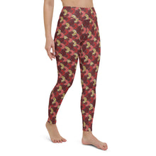 Load image into Gallery viewer, Red Mustard Scalloped African Print Yoga Leggings