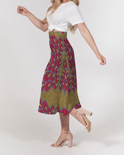 Load image into Gallery viewer, Red Gold African print Women&#39;s A-Line Midi Skirt